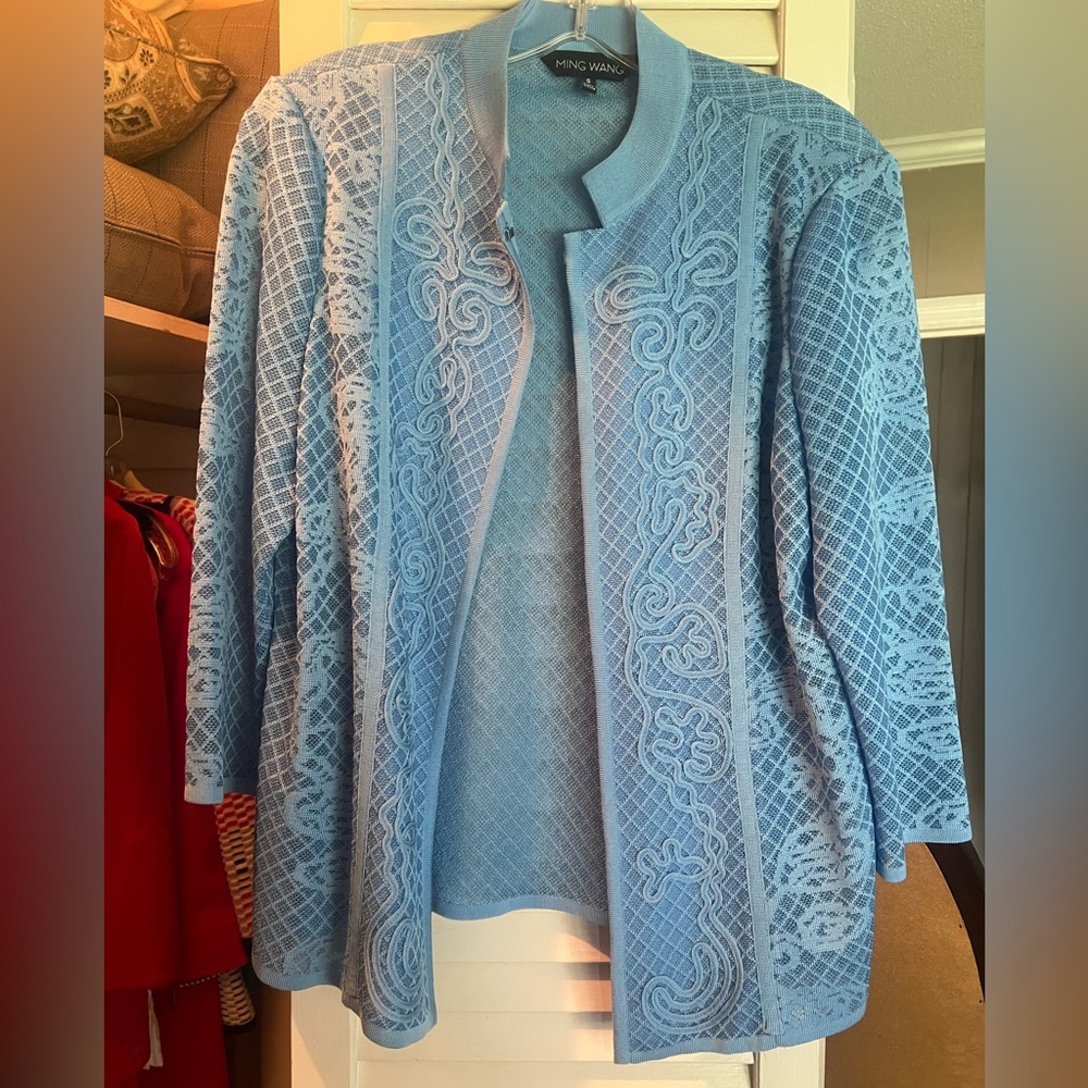 Ming Wang Jacket Small Light Blue Euc - image 1